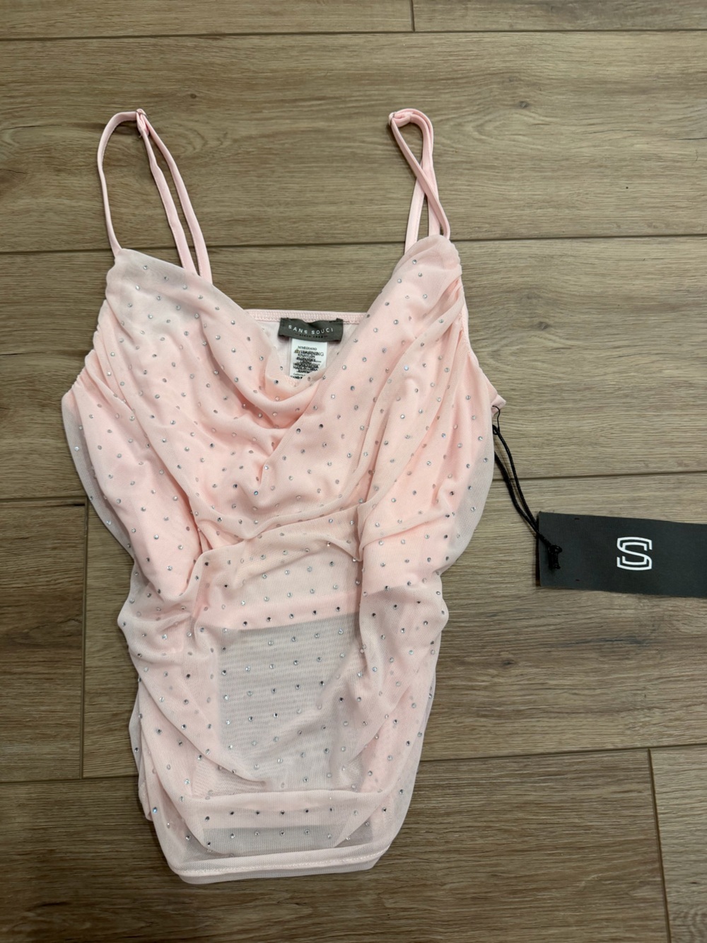 Soft Pink Embellished Spaghetti Strap Cami